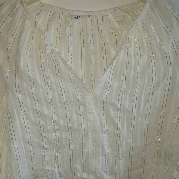 Balloon Sleeve Metallic Stripe Blouse NWOT - Picture 5 of 6